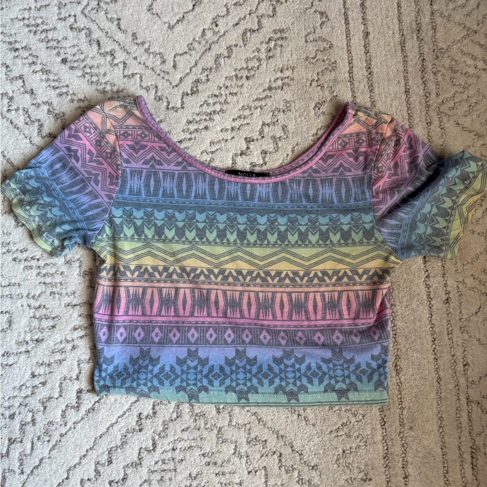 Nollie Pastel Tribal Print Crop Top